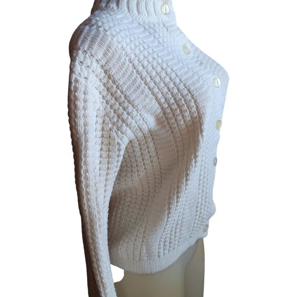 Vintage Medium Cardigan Sweater Women's 70's Knit Button-Up Ribbed Collar & Cuff - Picture 3 of 7